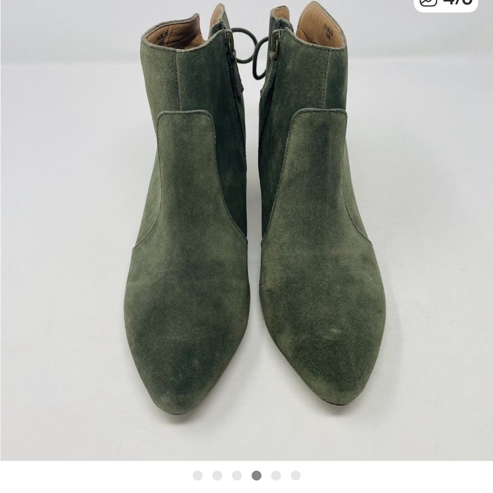 Tahari Womens Size 8.5M Charles Suede Ankle Booties Green Leather Upper S4
